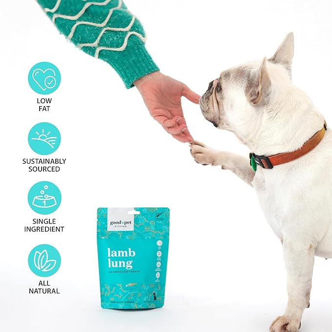 Pet Treats, Air-Dried, Natural, Single Ingredient Dog Treat, Free Range, Grain Free Dog Treats, Toppers, Snacks, Lamb Lung 1.4 oz