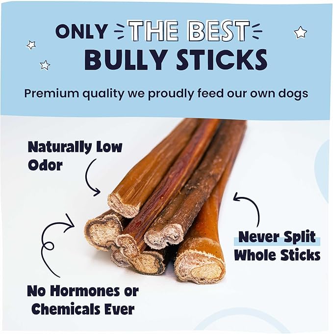 Pawstruck All-Natural 12" Bully Sticks for Dogs - Best Long Lasting, Rawhide Free, Low Odor & Grain Free Dental Chew Treat - Healthy Single Ingredient 100% Real Beef - 1 lb. Bag