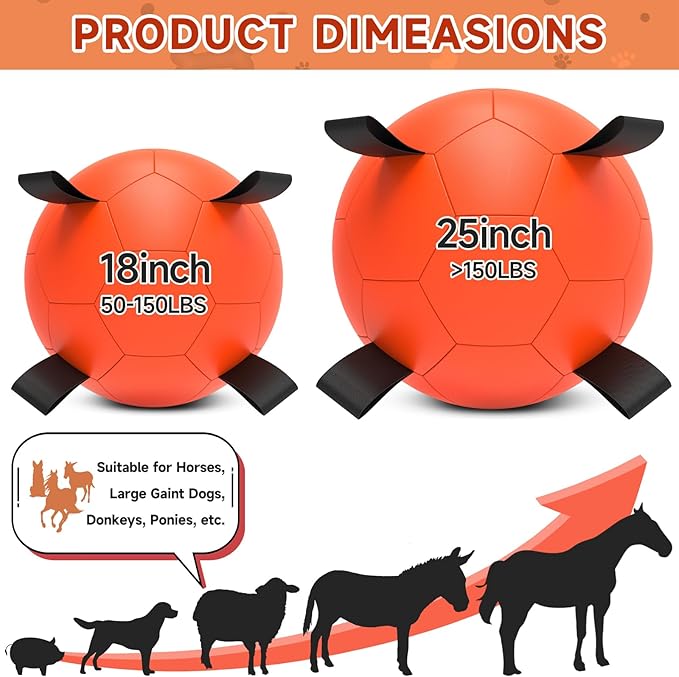 QDAN Herding Ball for Dogs, 18 inch Dog Balls, Giant Dog Toys Horse Toy, Dog Herding Ball for Australian Shepherd, Orange