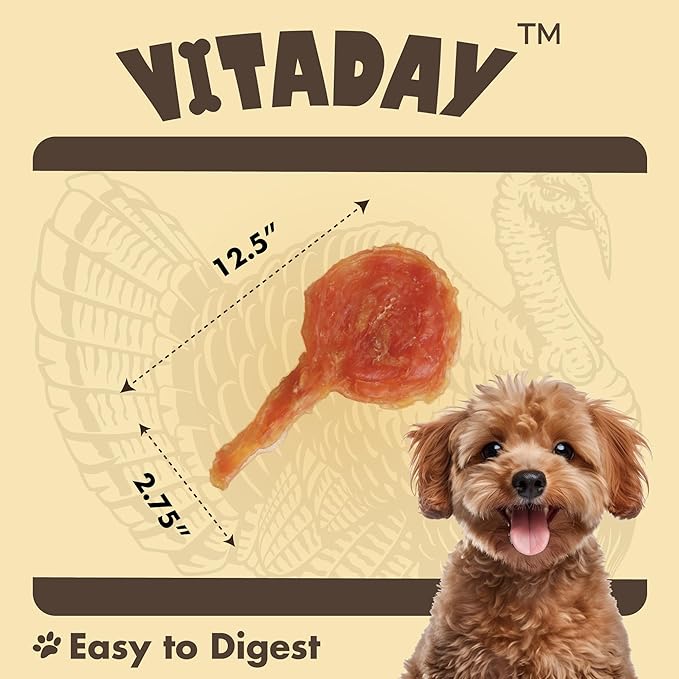 Turkey Tendon for Dogs, Turkey Tendon Lollipop Pack of 4, 100% Natural, USA-Sourced, High-Protein, Low-Fat, Grain Free, Chew, Rawhide Alternative, Hypoallergenic Puppy & Dog Treats