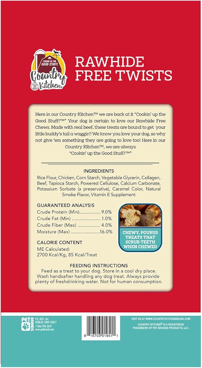 Rawhide Free Twists Dog Chews, Made with Real Beef, 3 Count