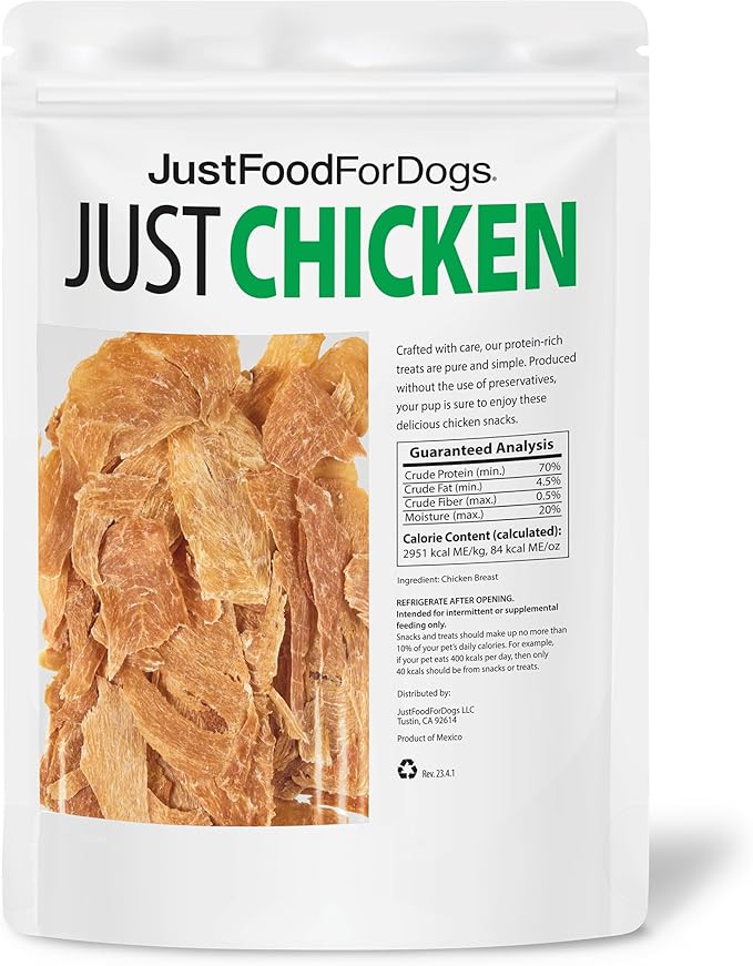 JustFoodForDogs Snack for Dogs, Single-Ingredient Chicken Healthy Dog Treats, 18 oz