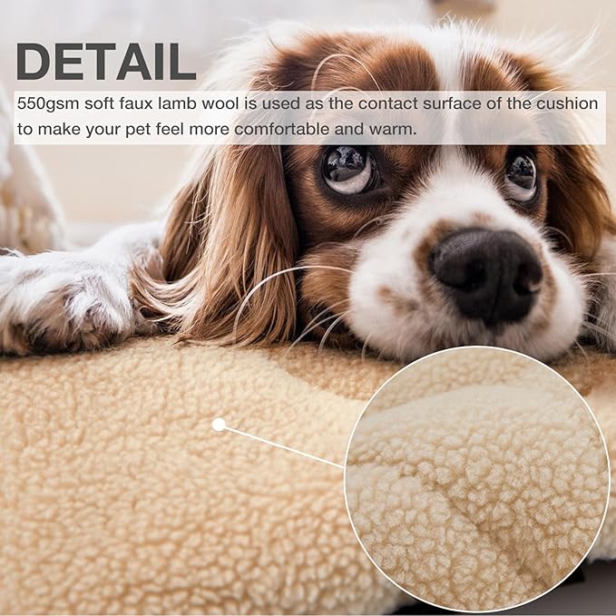 Dog Crate Pad,Machine Washable&Waterproof Dog Bed Mat,Reversible Dog Sleeping Bed,Kennel Bed for Cat/Small Dog,Cage Cushion,Beige