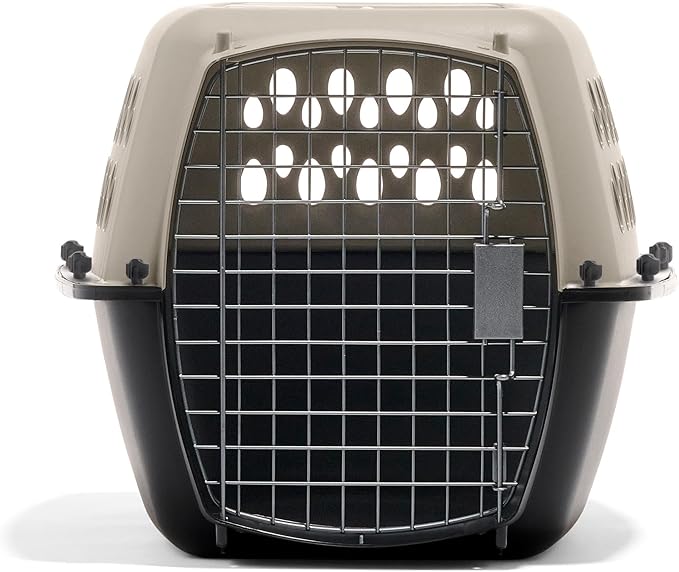 Petmate Vari Dog Kennel - Portable Crate for Pets 10-20 lbs - Airline-Friendly Pet Carrier - Durable Plastic Shell - For Home and Travel - Made in USA - 24 Inches - Taupe and Black