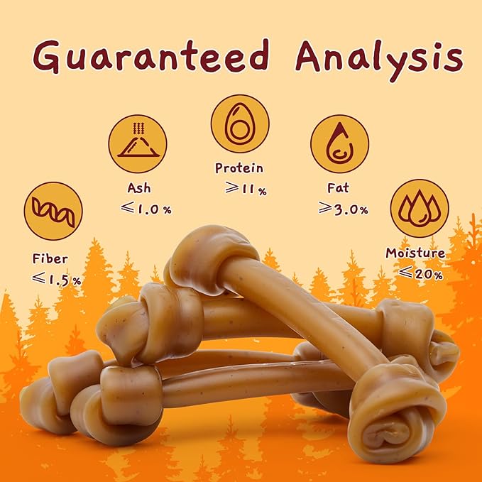 Jungle Calling Rawhide Free Dog Treats, Peanut Butter Bones, 6.5'' Dog Chews for Medium Dogs and Large Dogs (Peanut Butter),4 Count (Pack of 1)