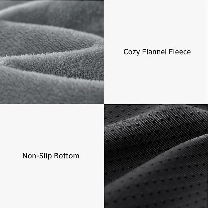 Lesure Dog Bed Cover Flannel - Medium Dog Bed Washable Removable Cover, Plush Fleece Replacement Cover for Orthopedic Pet Mad Beds, 29x18x3 Inches Grey