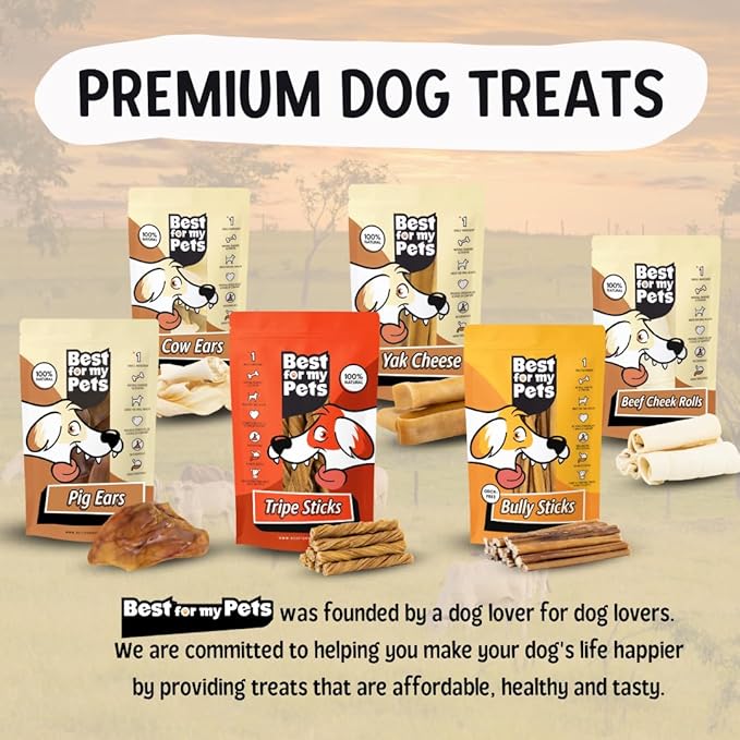 Best For My Pets Odor Free Bully Sticks, Long-Lasting Chews to Keep Puppies and Dogs Happily Busy, All-Natural Fully Digestible, 6-Inch Long, 8-Ounce Bag
