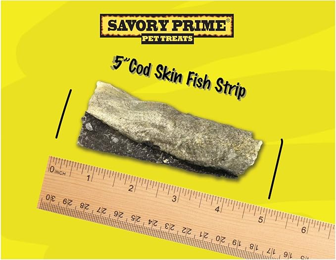 Savory Prime Cod Skin Fish Strips, 4-Ounce, All Breed Sizes (49662004)