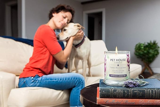 One Fur All Pet House Candle - 2 Pack, Plant-Based, Clean Burning, Long Lasting, Pet Odor, Bamboo Watermint