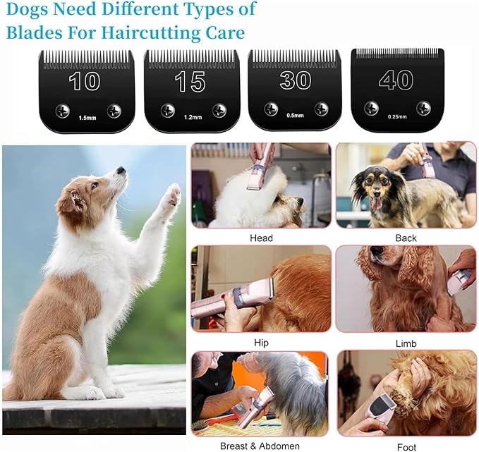 Detachable Pet Dog Clipper Blades,Compatible with Oster A5, Wahl KM Series Clippers,Made of Ceramic,Black,3PACK (103040)