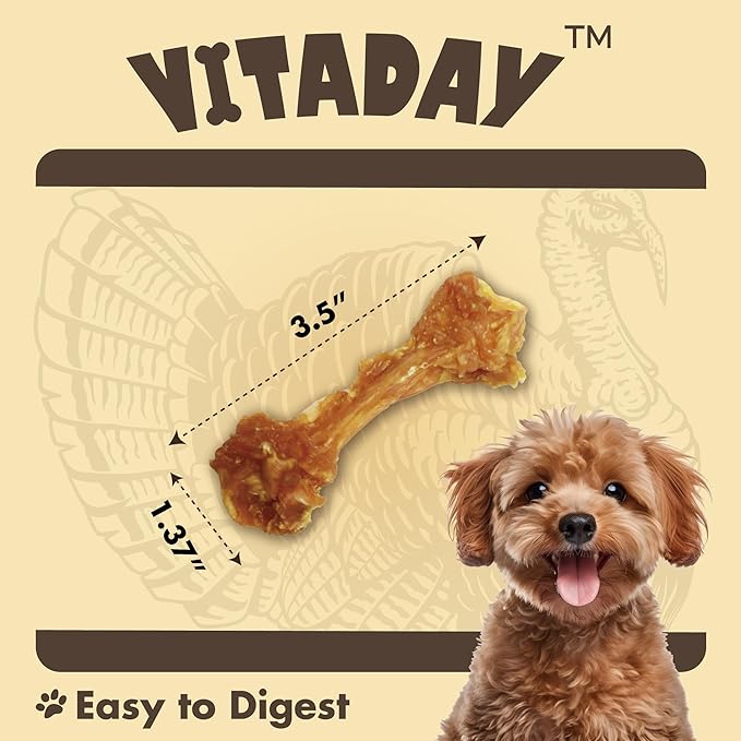 Turkey Tendon for Dogs, Turkey Tendon Bone (S) Pack of 4, 100% Natural, USA-Sourced, High-Protein, Low-Fat, Long-Lasting Dog Chew, Rawhide Alternative, Hypoallergenic Puppy & Dog Treats