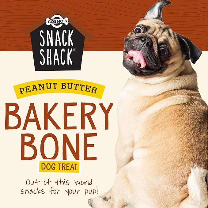 Cosmo's Snack Shack Peanut Butter Bakery Bone - All Natural Dog Treat - Made in USA (24 Count Pack of 1)