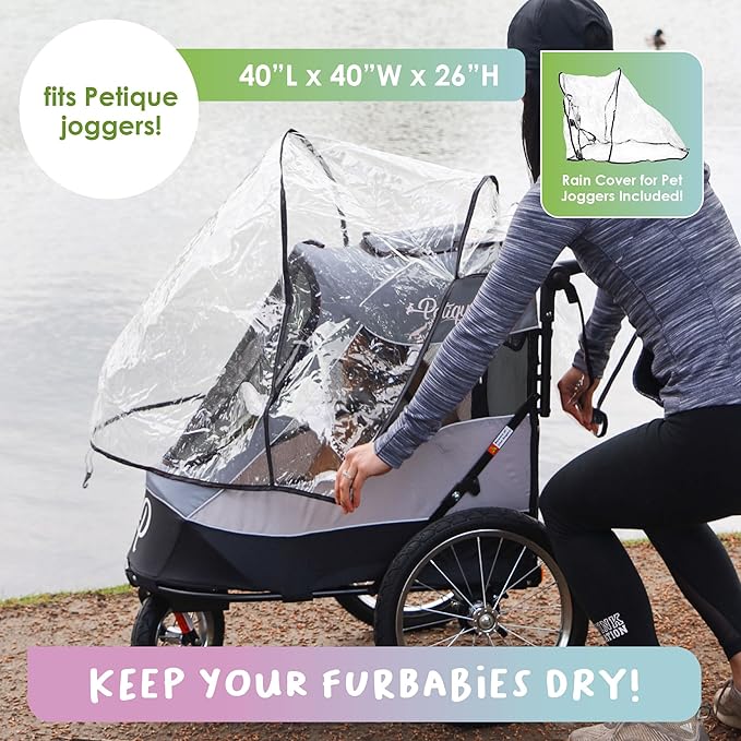 Petique Trailblazer Jogger, Dog Cart for Medium Size Pets, Ventilated Pet Stroller for Cats & Dogs, Gray