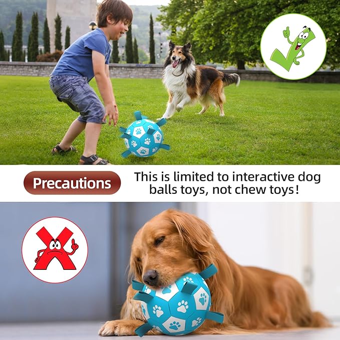 QDAN Dog Toys Soccer Ball with Straps - Durable Dog Balls for Large Dogs, Beach Pool Dog Water Toy, Dog Tug Toys for Tug of War, Puppy Dog Birthday Gifts (8 Inch)