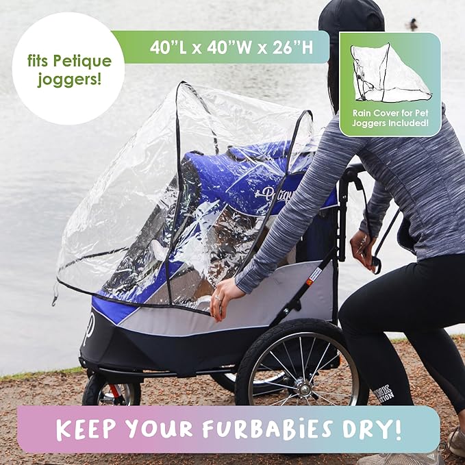 Petique Trailblazer Pet Jogger/Stroller, Bike Trailer, Shock Absorbing Bike Wheels, Large Entry Way, Peek-a-Boo Window, Small/Medium/Large Dogs, Cats and Pets, Supports up to 77LBS - Atlas (Blue)