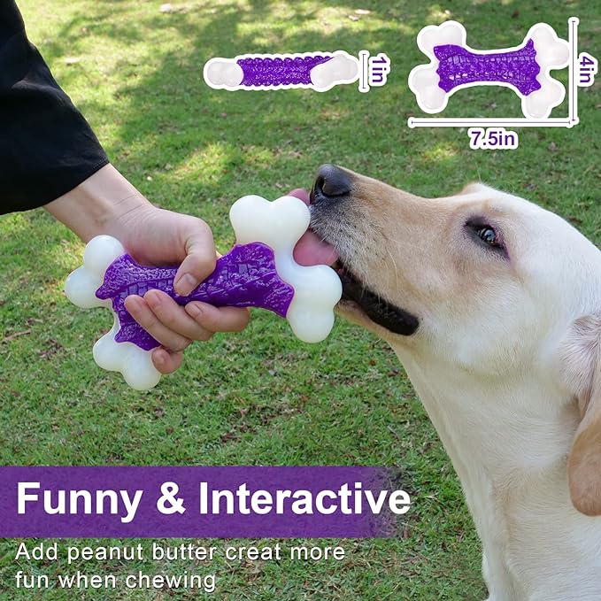 Tough Dog Toys, Dog Toys for Aggressive Chewers Large Breed, Aggressive Chew Toys for Large Dogs, Dog Bone Chew Toy Nylon Dog Toys for Large Dogs Extreme Chew Toys Indestructible
