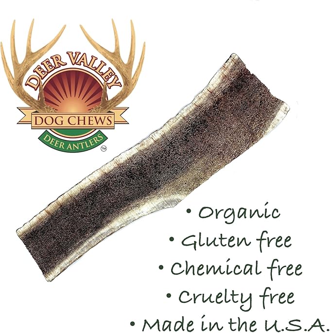 Deer Valley Dog Chews - Single Split Antler Chews (Large Size, 6-8 Inches Long) All Natural Dental Treat for Teething and Chewing - Premium Grade, Naturally Shed, USA (Single)