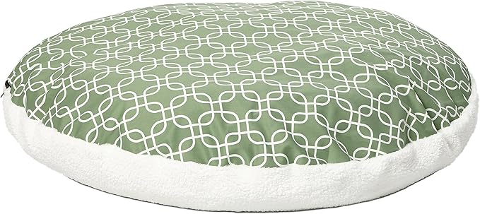 Midwest Homes for Pets PF0048T-FGR Over-Stuffed Dog Bed, Large, 48" Round, Large Dog Breed, Green Geometric Pattern