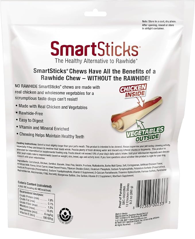 SmartBones SmartSticks, Treat Your Dog to a Rawhide-Free Chew Made With Real Meat and Vegetables