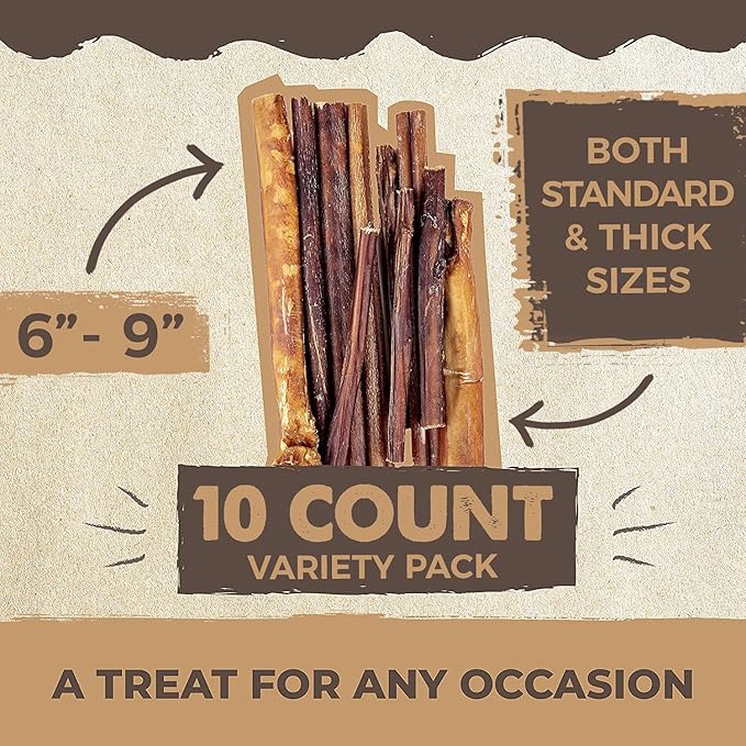 Mighty Paw Naturals Bully Sticks for Dogs (Bully Stick Variety - 10 Pack)