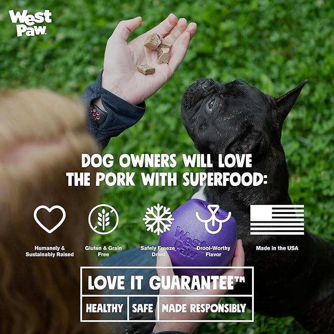 WEST PAW Freeze-Dried Raw All Natural Dog Treats, Single Ingredient, Humanely Raised and Sustainably Sourced, Made in USA, Beef Heart & Pork, 2 Pack