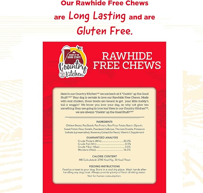 Rawhide Free Dog Chews, Made with Real Chicken, for Small Sized Dogs, 18 Count