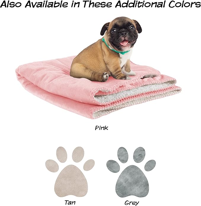 PETMAKER Waterproof Pet Blanket - 30x40-Inch Reversible Sherpa Fleece Throw Protects Couches, Cars, and Beds from Spills, Stains, and Fur (Pink)