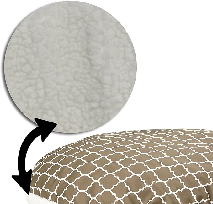 Midwest Homes for Pets PF0048T-FBR Over-Stuffed Dog Bed, Large, 48" Round, Large Dog Breed, Brown Geometric Pattern