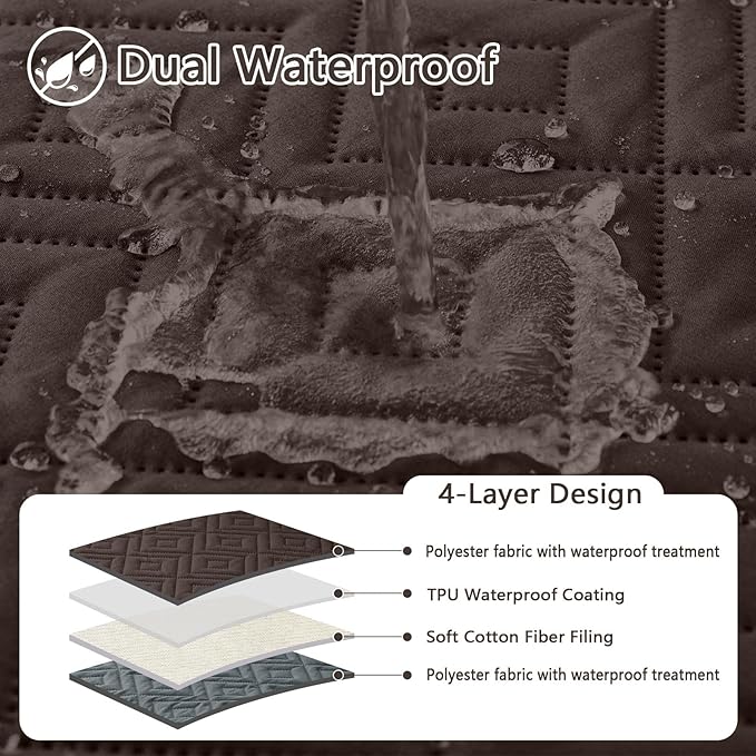 hyha Waterproof Dog Blanket, Soft Pet Bed Blankets, Waterproof Sofa Couch Cover for Dogs Washable, Reversible Pet Couch Covers for Sofa Furniture (30x53 Inch, Chocolate/Dark Grey)