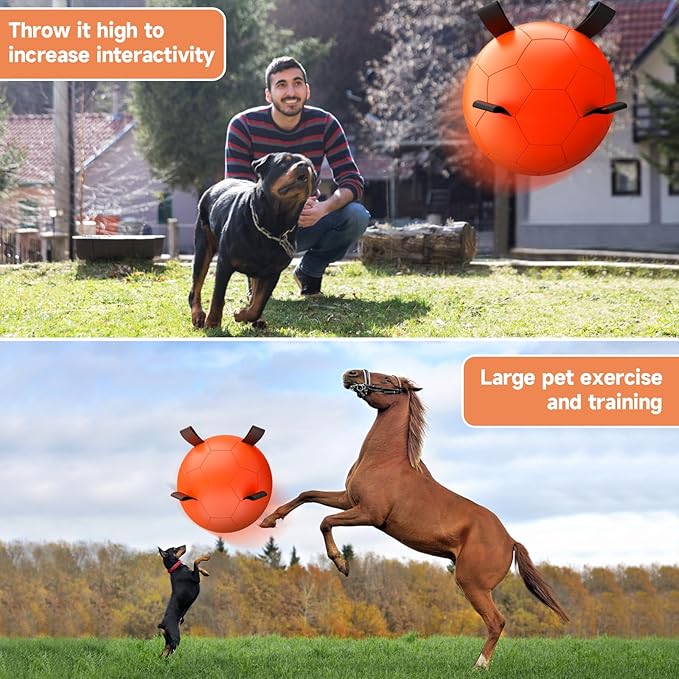 QDAN Herding Ball for Dogs, 18 inch Dog Balls, Giant Dog Toys Horse Toy, Dog Herding Ball for Australian Shepherd, Orange