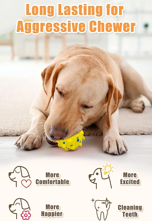 Upgrade Dog Balls for Aggressive Chewers, Indestructible Tennis Balls for Dogs, Durable Bouncy Dog Toy Balls, Interactive Dog Toys for Fetch Game, Lightweight Floating Dog Toys(Grey+White Large)