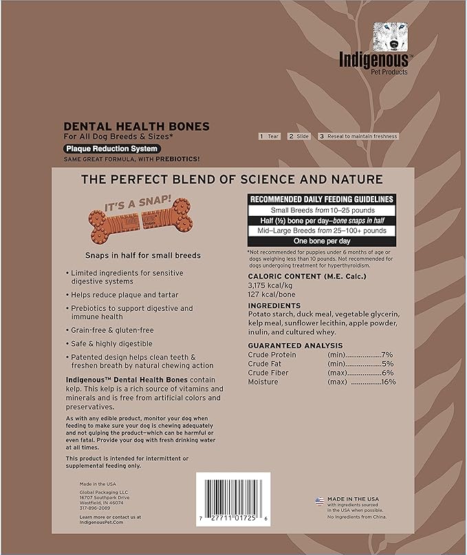 Indigenous Dental Health Bones — Duck and Apple Flavor Large 17oz