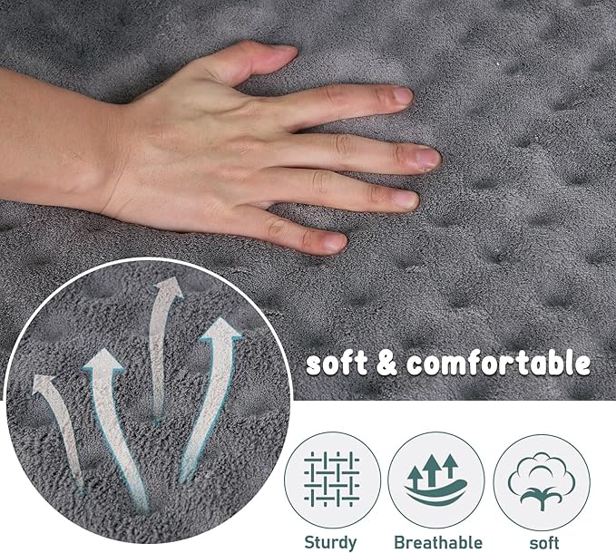 Dog Crate Pad 24x17 inch Gray Memory Foam Dog Bed Mat for Small Dog Cat Grey Washable Puppy Sleeping Bed Anti Slip