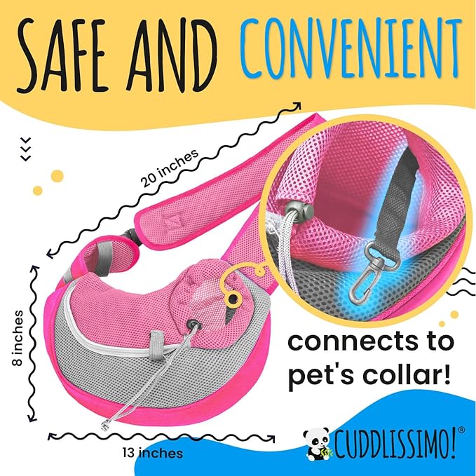 Pet Sling Carrier - Small Dog Puppy Cat Carrying Bag Purse Pouch - For Pooch Doggy Doggie Yorkie Chihuahua Baby Papoose Bjorn - Hiking Front Backpack Chest Body Holder Pack To Wear (Pink)