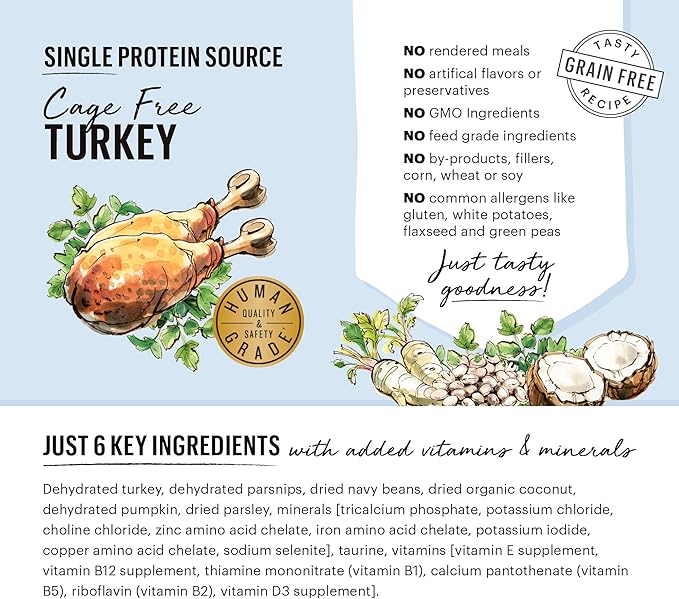 The Honest Kitchen Dehydrated Limited Ingredient Turkey Dog Food, 10 lb Box