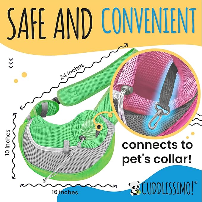 Pet Sling Carrier - Small Dog Puppy Cat Carrying Bag Purse Pouch - For Pooch Doggy Doggie Yorkie Chihuahua Baby Papoose Bjorn -Hiking Travel Front Chest Body Holder Pack To Wear (Green-L)
