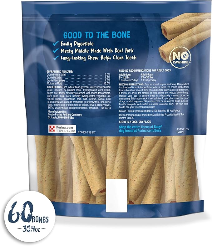 Purina Busy Made in USA Facilities Toy Breed Dog Bones, Tiny 60 ct. Pouches
