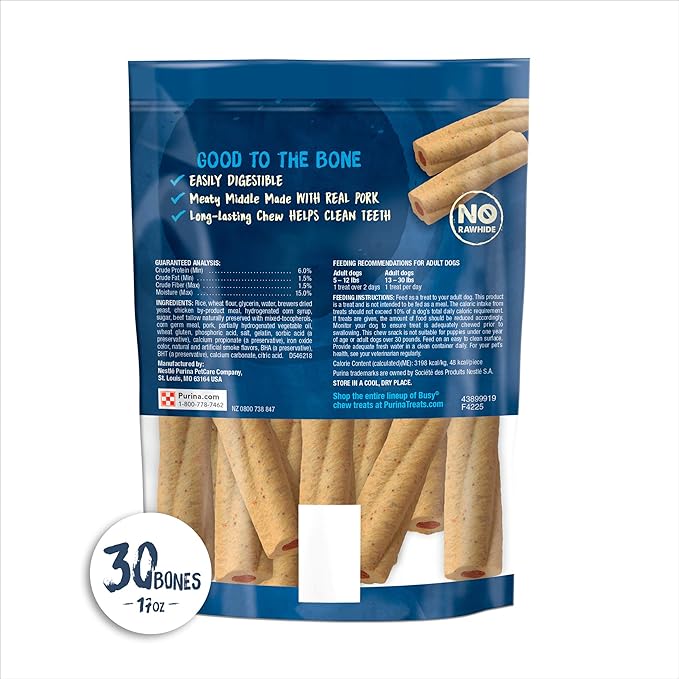 Purina Busy Made in USA Facilities Toy Breed Dog Bones, Tiny - 30 ct. Pouche (Pack of 1)