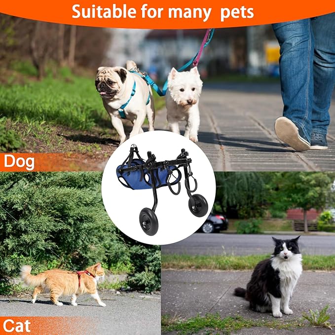 Dog Wheelchair for Back Legs, Adjustable Dog Wheelchairs with 2 Wheels, Dog Wheelchair Cart for Hip Support, Mobility Aids for Small Pets Hind Limbs (Middle)