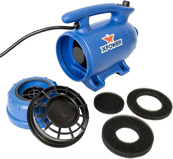 XPOWER B-24 Professional Pet Grooming Force Dryer with Powerful and Quiet Motor, Variable Speed and Extra Heat, Versatile For All Coats and Breeds