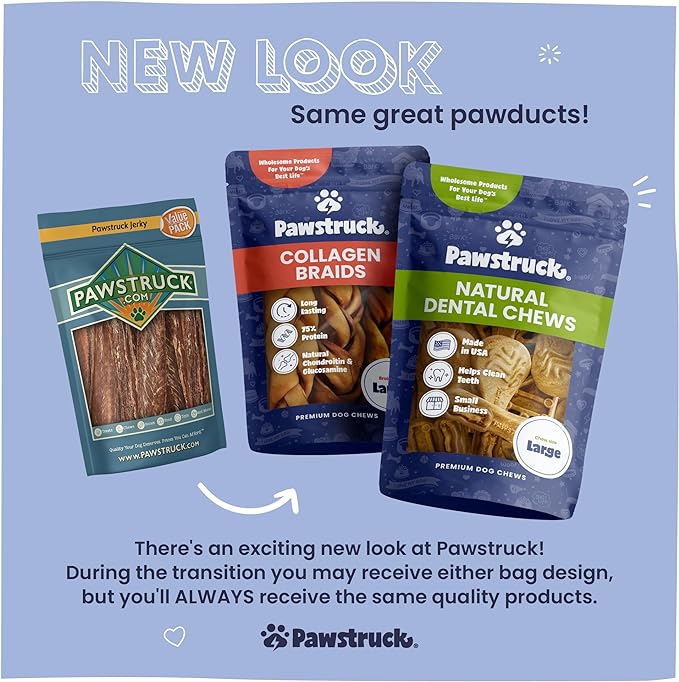 Pawstruck Natural Knee Cap Dog Bones - Treats for Aggressive Chewers, Low Fat and High Protein Chews, Beef Flavor, Long Lasting and Calming Rawhide Alternatives - 10 Pack - Packaging May Vary