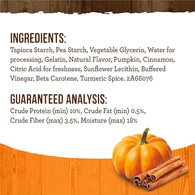 Merrick Fresh Kisses Natural Dental Chews, Treats Infused with Pumpkin and Cinnamon for Tiny Dogs 5-15 Lbs - 9 oz. Pouch