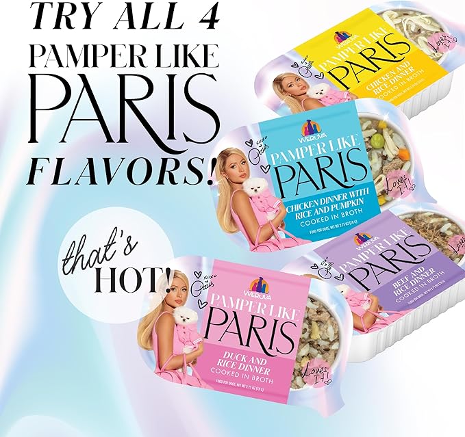 Weruva Paris Hilton Pamper Like Paris Natural Wet Dog Food, Chicken and Rice, 2.75oz Cup (Pack of 10)