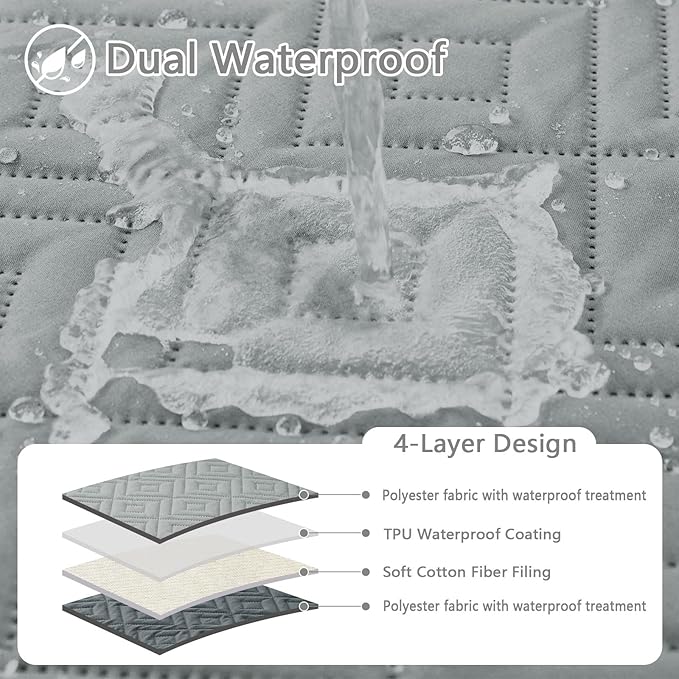 hyha Waterproof Dog Blanket, Soft Pet Bed Blankets, Waterproof Sofa Couch Cover for Dogs Washable, Reversible Pet Couch Covers for Sofa Furniture (30x53 Inch, Grey/Dark Grey)