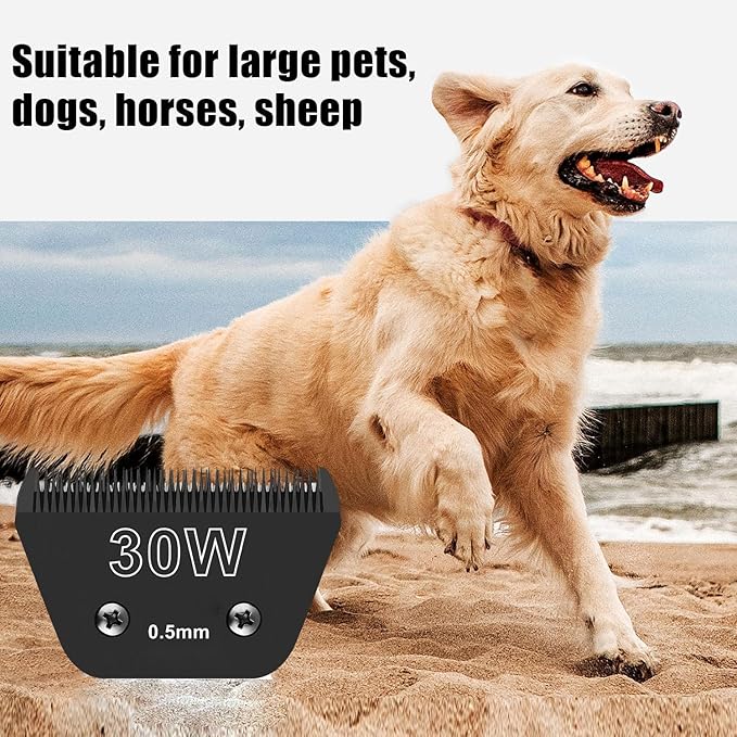 Detachable Pet Dog Grooming Wide Blades-Size 30W Dog Grooming Wide Blade,Compatible with Most Andis,Oster A5,Wahl km10 Clippers -2PCS 30W(Black)