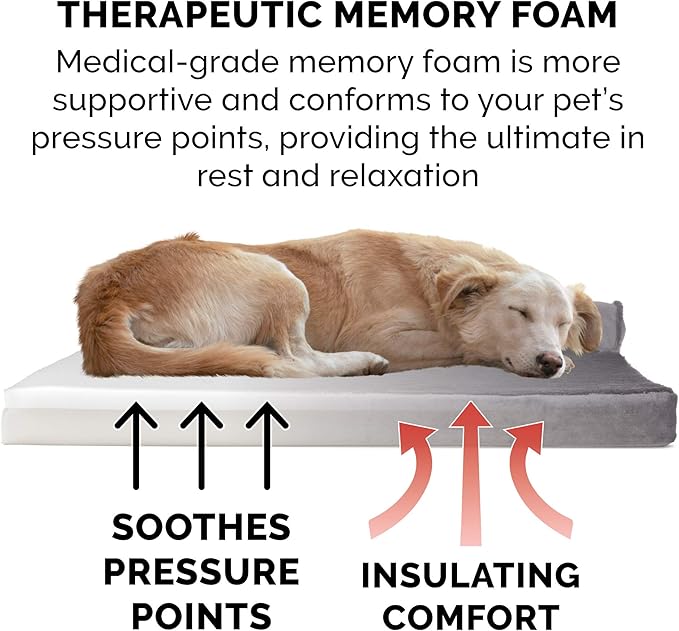 Furhaven Memory Foam Dog Bed for Large Dogs w/ Removable Bolsters & Washable Cover, For Dogs Up to 125 lbs - Plush & Velvet L Shaped Chaise - Platinum Gray, Jumbo Plus/XXL