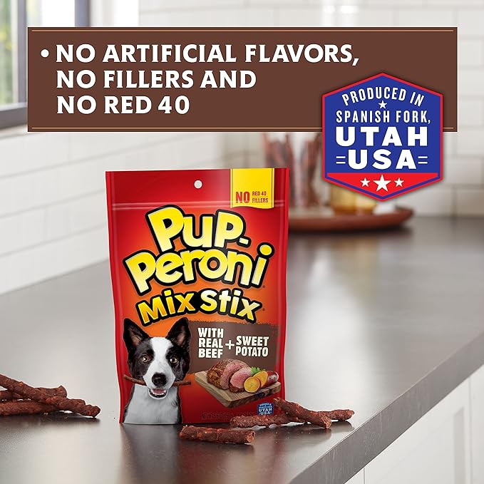 Pup-Peroni Dog Treats, Real Beef + Sweet Potato Mix Stix, 5.6 Ounce (Pack of 8)