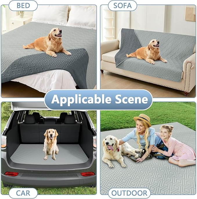 hyha Waterproof Dog Blanket, Soft Pet Bed Blankets, Waterproof Sofa Couch Cover for Dogs Washable, Reversible Pet Couch Covers for Sofa Furniture (30x53 Inch, Grey/Dark Grey)