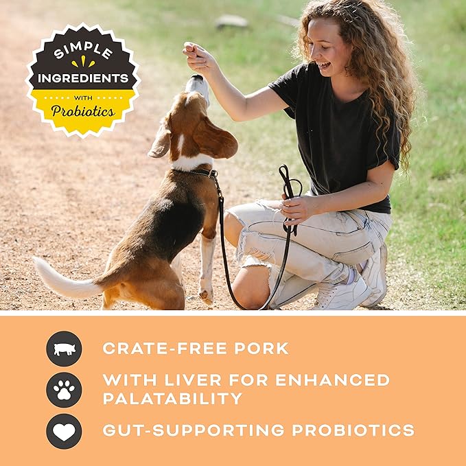 Primal Freeze Dried Dog Treats; Pork Liver Dog Treats with Probiotics for Dogs; Liver, Laugh, Love; Crunchy Grain Free Training Treats for Dogs, 1.5 oz (Pack of 2)