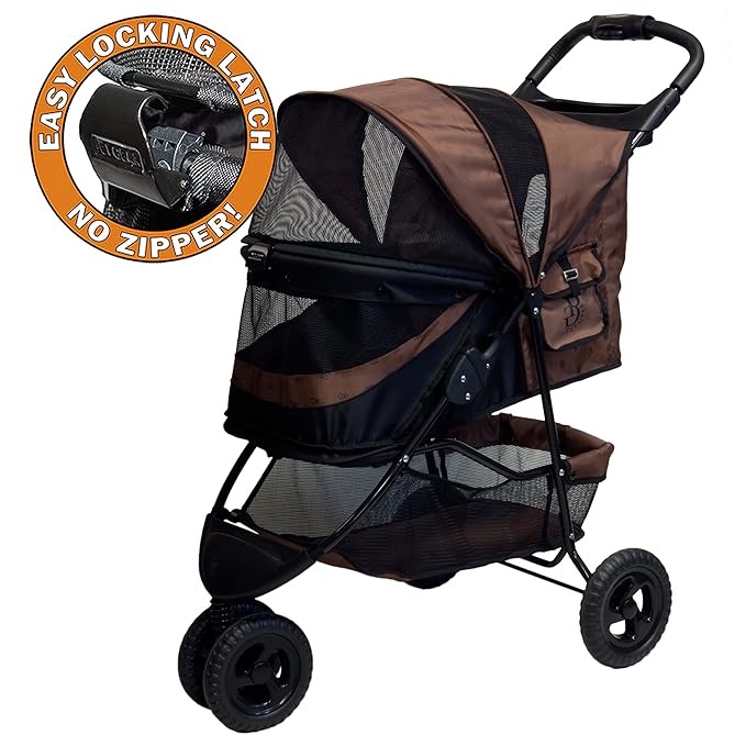 Pet Gear No-Zip Special Edition 3 Wheel Pet Stroller for Cats/Dogs, Zipperless Entry, Easy One-Hand Fold, Removable Liner, Cup Holder, 4 Colors